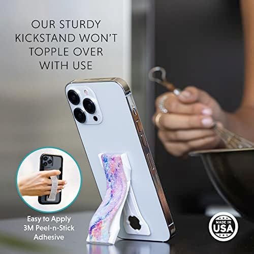 LOVEHANDLE PRO Premium Phone Grip - Silicone Phone Strap - Magnetic Phone Mount and Kickstand for Smartphone and Tablet - Black Leopard