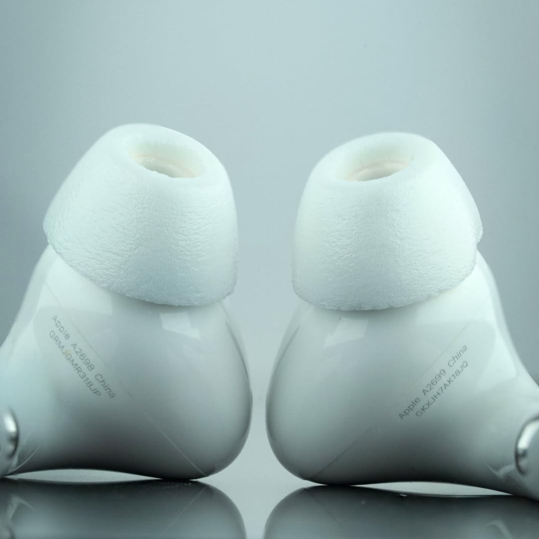 Comply TrueGrip MAX | Premium Memory Foam Replacement Earbud Tips for Apple AirPods Pro 1 & 2 | Long Lasting Comfort, Extreme Durability, Secure Fit, Superior Noise Isolation| White (Large) (1 Pair)