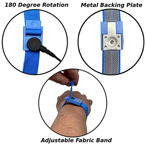 RubberStat Dual Layer ESD Compliant Workstation Rubber Table Mat Kit, Soldering, Cell Phone Repair, with Wrist Strap Set and Ground Cord - 24"x30" Blue
