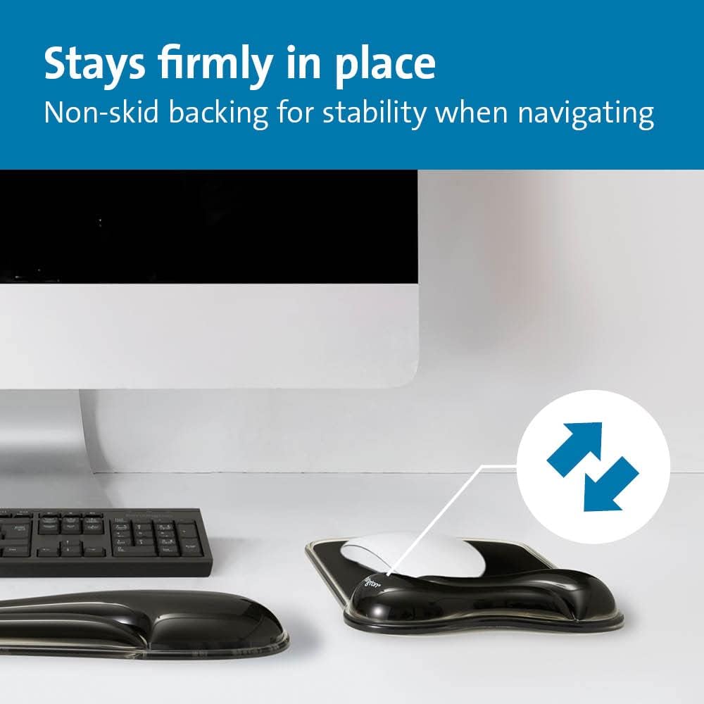 Kensington Duo Gel Wave Mouse Pad & Wrist Rest - Black,Medium (K62413WW)