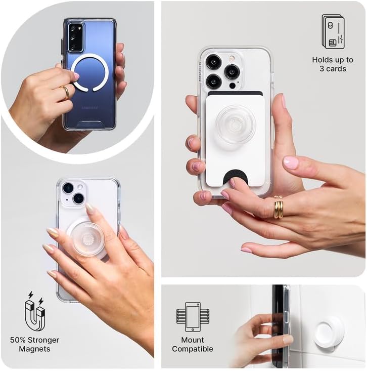 PopSockets Phone Grip for MagSafe with Kickstand, Magnetic Stand, Swappable Top, Secure Hold for iPhone MagSafe Cases, Phone & Tablet Grip - Blanchette Red