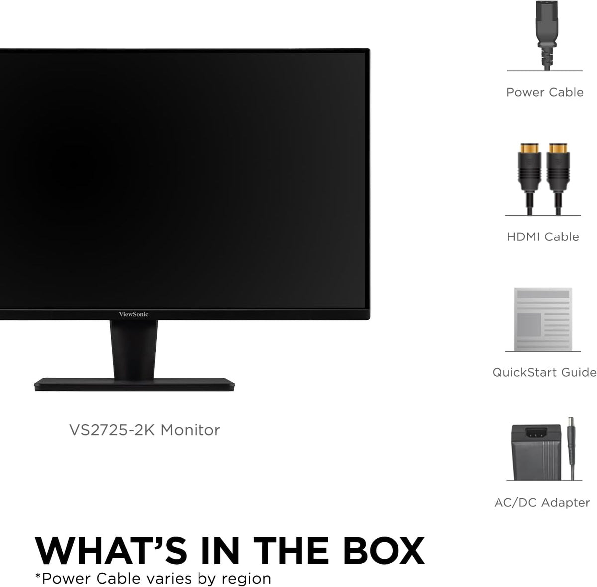 ViewSonic VS2725-2K 27 Inch QHD 1440p Monitor with 100Hz, HDMI, DisplayPort, and Variable Refresh Rate for Home and Office