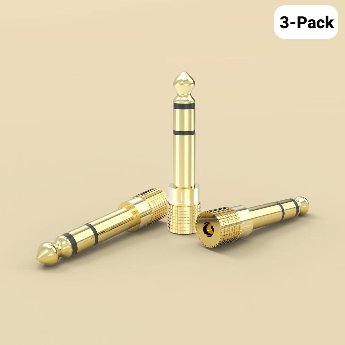 Cubilux 6.35mm to 3.5mm Audio Adapter, Gold Plated 1/4" Male to 1/8" Female TRS Stereo AUX Connector Converter for Guitar Keyboard Digital Piano Studio Monitor Amplifier Mixer Splitter, 3-Pack