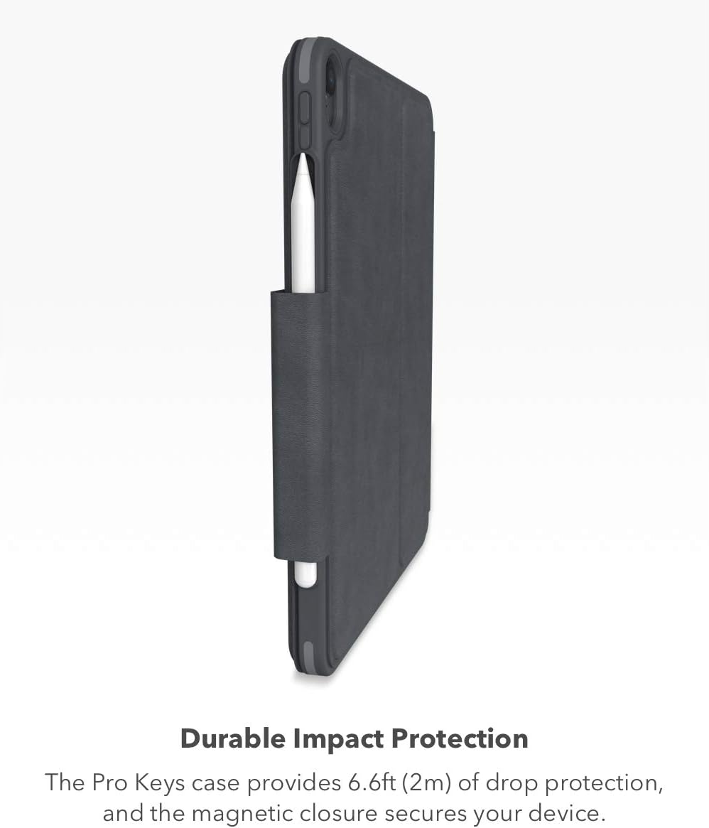 ZAGG Pro Keys Detachable Case and Wireless Keyboard for Apple iPad Pro 12.9, Multi-Device Bluetooth Pairing, Backlit Laptop-Style Keys, Apple Pencil Holder, 6.6ft Drop Protection - Charcoal