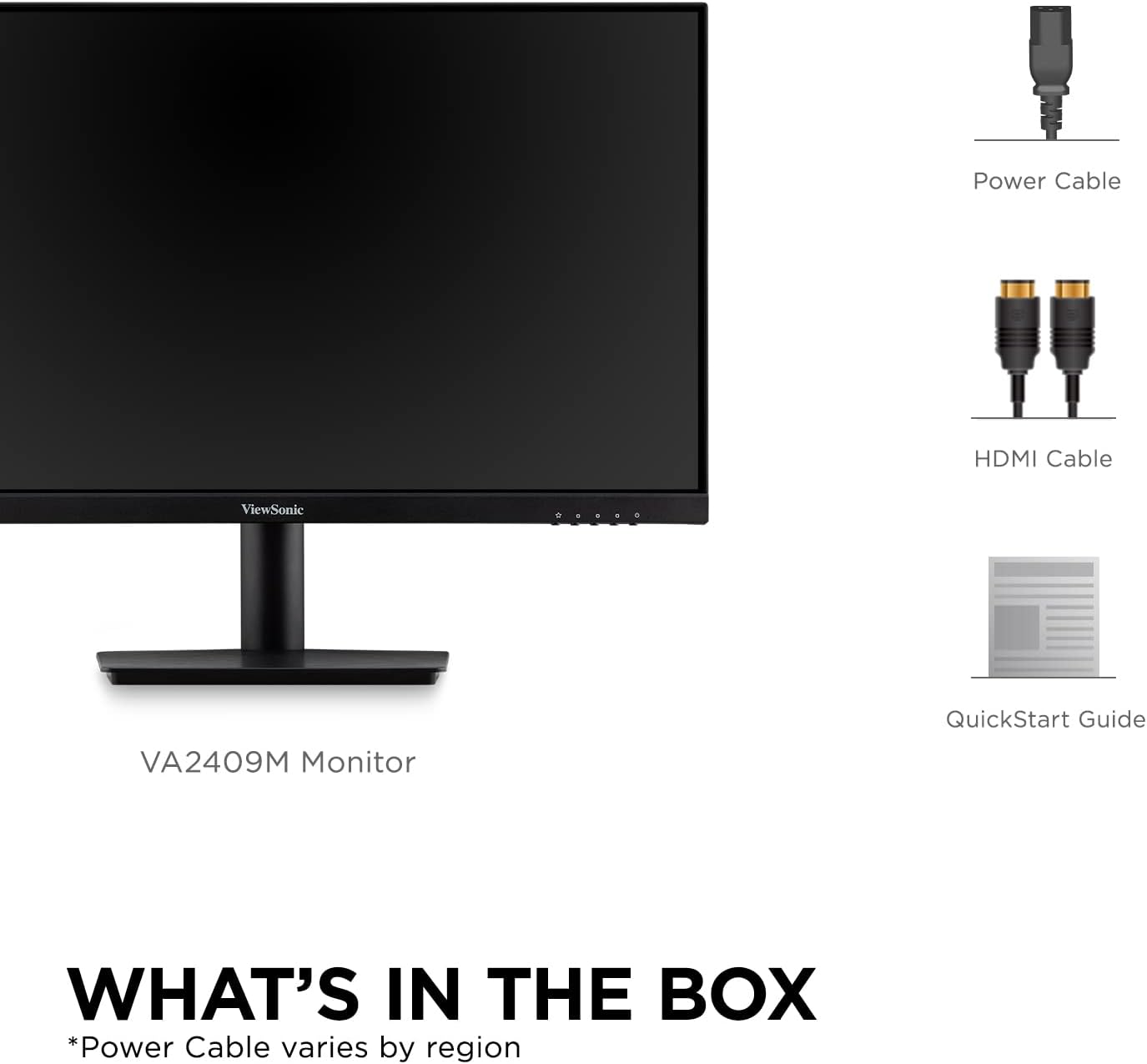 ViewSonic VA2409M 24 Inch IPS Full HD 1080p Monitor with Adaptive Sync, 75Hz, Thin Bezels, Eye Care, HDMI, VGA Inputs for Home and Office