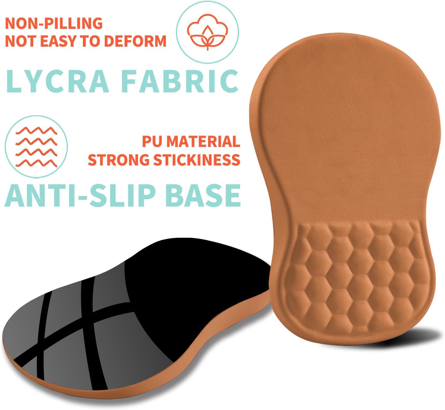 Ergonomic Mouse Pad Wrist Support with Memory Foam Massage Bulge, Carpal Tunnel Pain Relief Mousepad Wrist Rest for Mouse(12x8 inch, Sandy Brown)