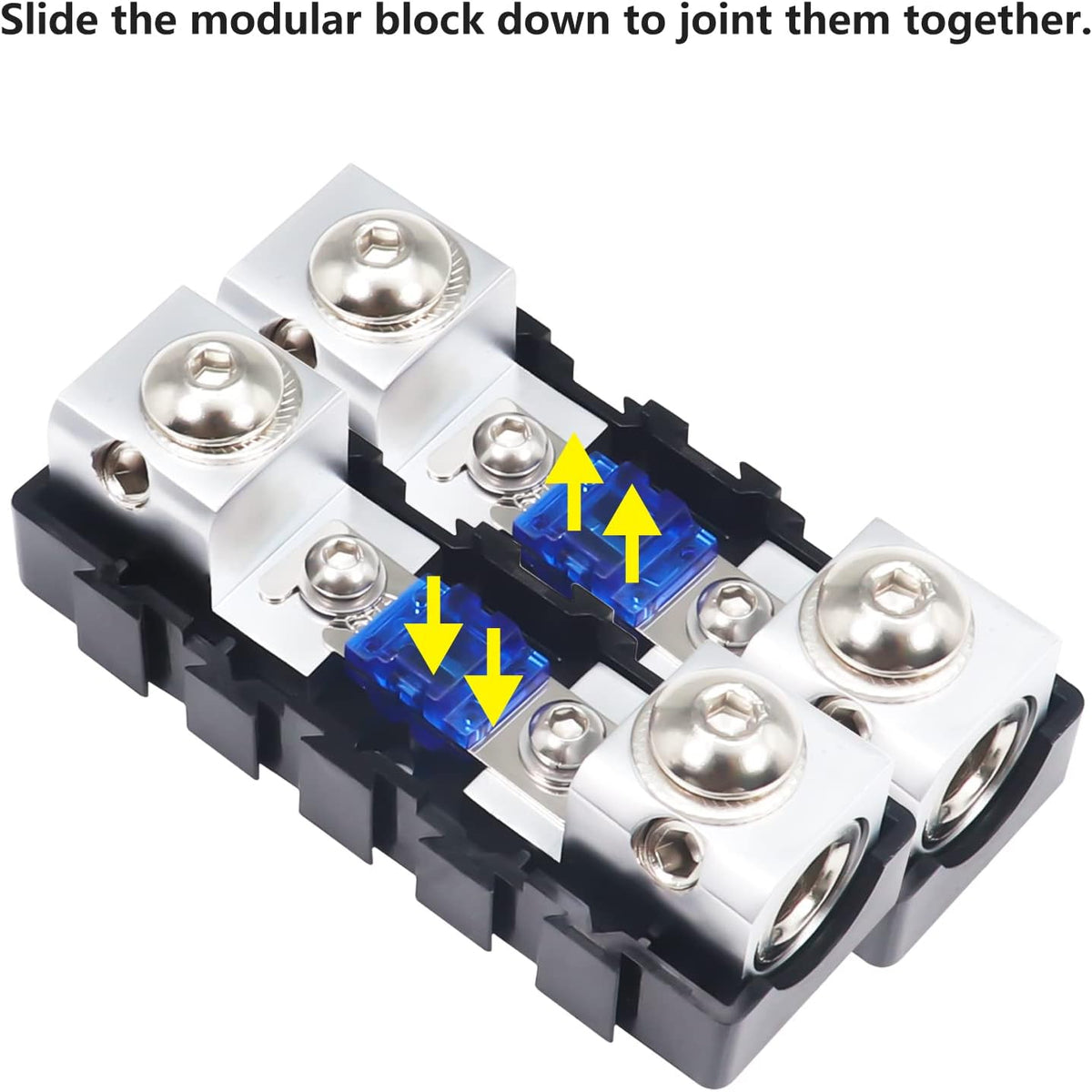 RECOIL MFHA-2 2 Packs Fuseholder 0/2/4 Gauge Modular Inline ANL & Mini-ANL Fuse Holders with Jumper Bars to Create Distribution Block Fuse and Negative Combo Blocks