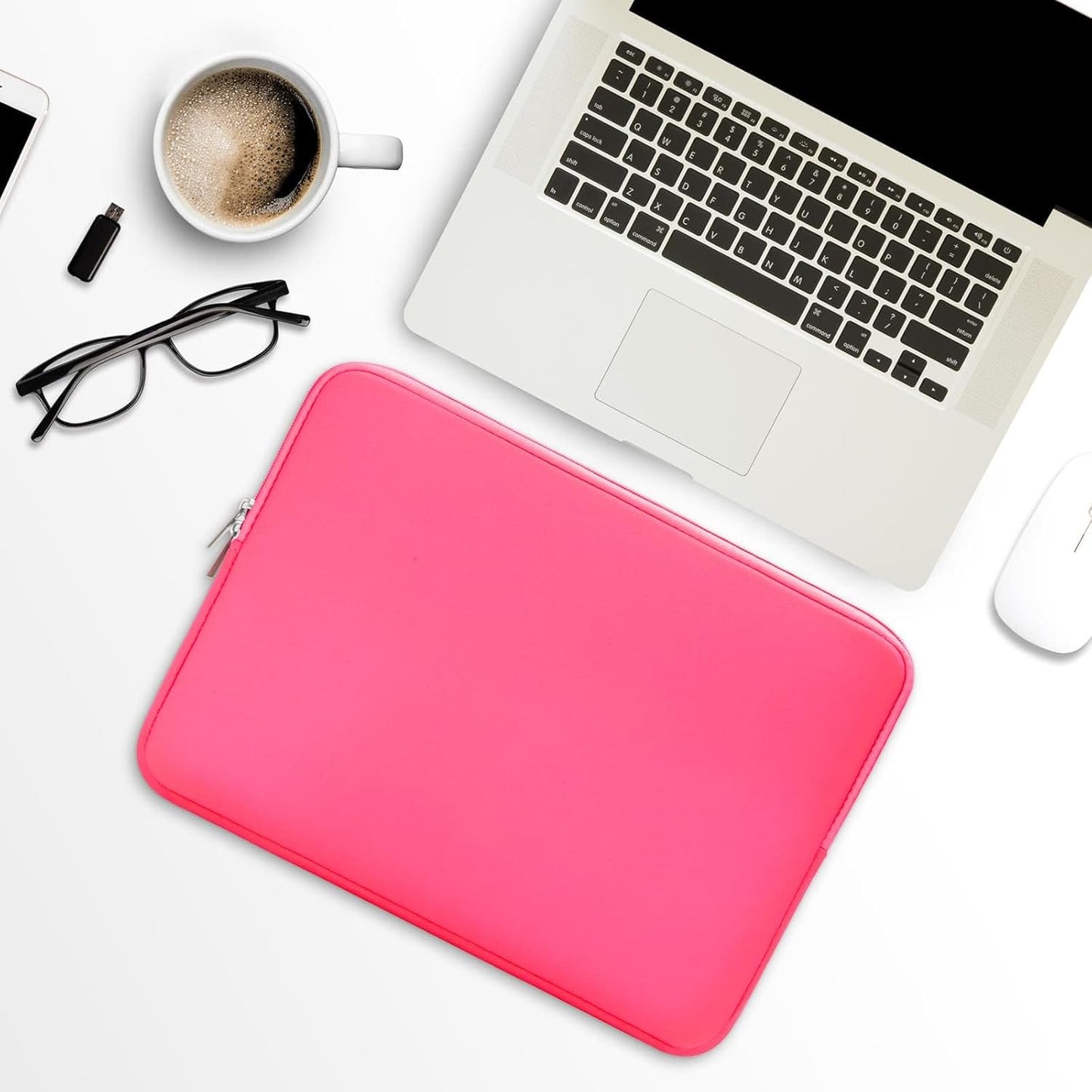 RAINYEAR 13 Inch Laptop Sleeve Compatible with 13.3" MacBook Air/Pro M1 M2 M3 M4 A3240 A3113 A2681 A2337 A1932 A2179 A2338 A1706 A1708 Carrying Protective Cover Soft Case(Bright Pink,Upgraded Version)