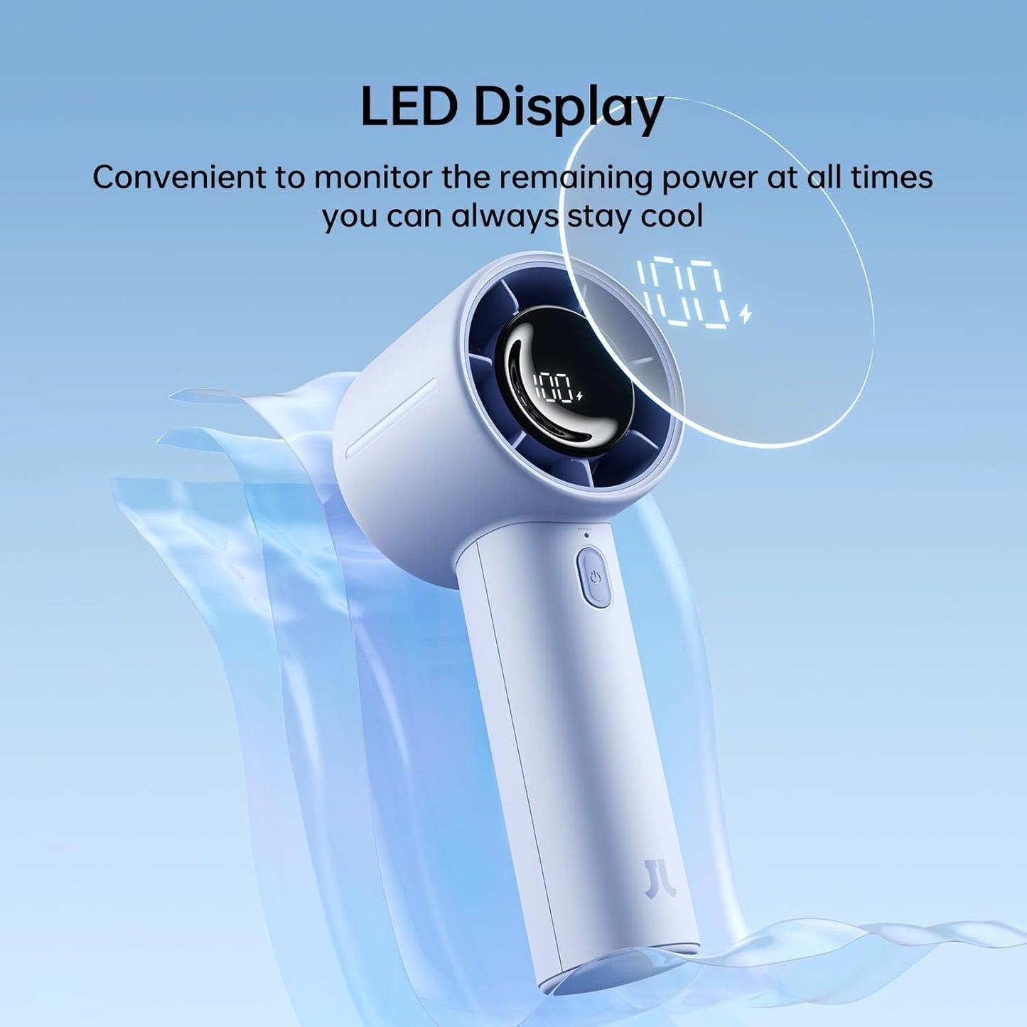 JISULIFE Handheld Turbo Fan, 5000mAh Rechargeable Portable Fans,Up to 28 Hours Cooling,5 Speed Strong Wind,Personal Mini Fan for Travel Outdoor Camping Beach Makeup(Blue)