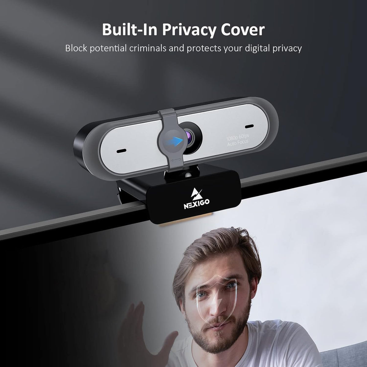 NexiGo N660P (Gen 2) 1080P 60FPS Webcam with Software Control, Dual Microphone & Cover, Autofocus, HD USB Computer Web Camera, for OBS/Gaming/Zoom/Skype/FaceTime/Teams/Twitch