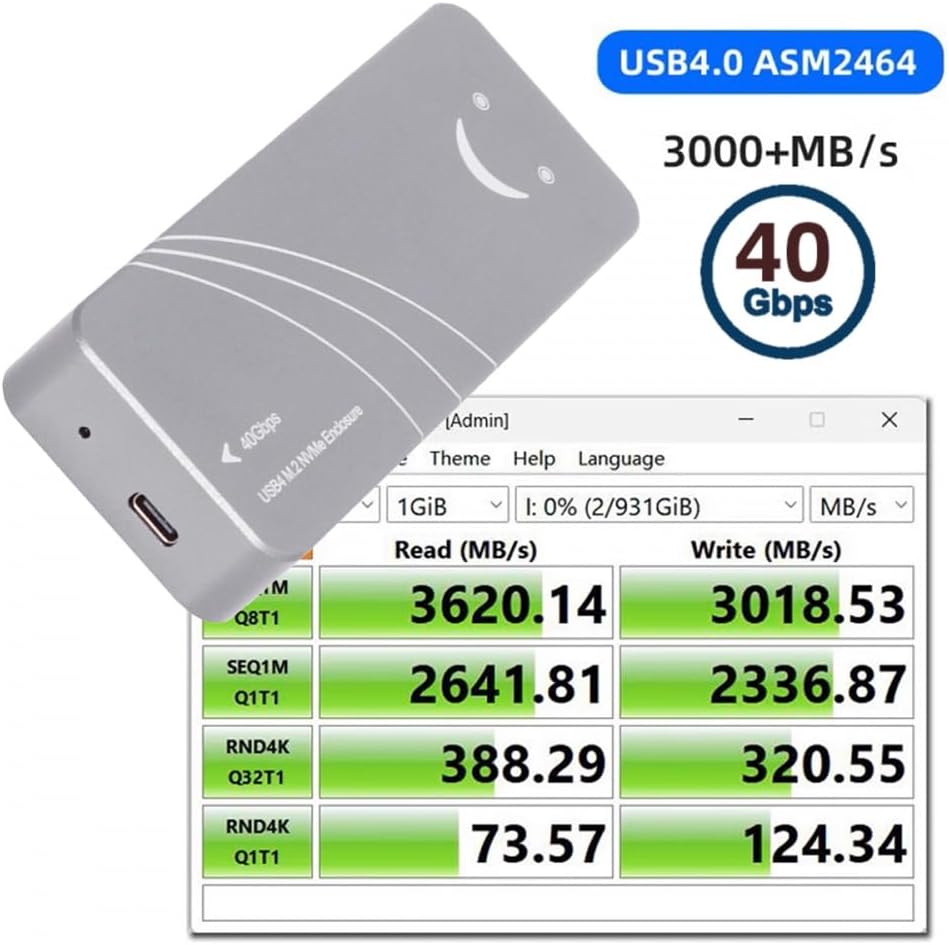 CY USB4.0 Type-C USB4 40Gbps to PCI-E 4.0 X4 SSD NVME NGFF M-Key Enclosure USB-C 20Gbps ASM2464 Chipset
