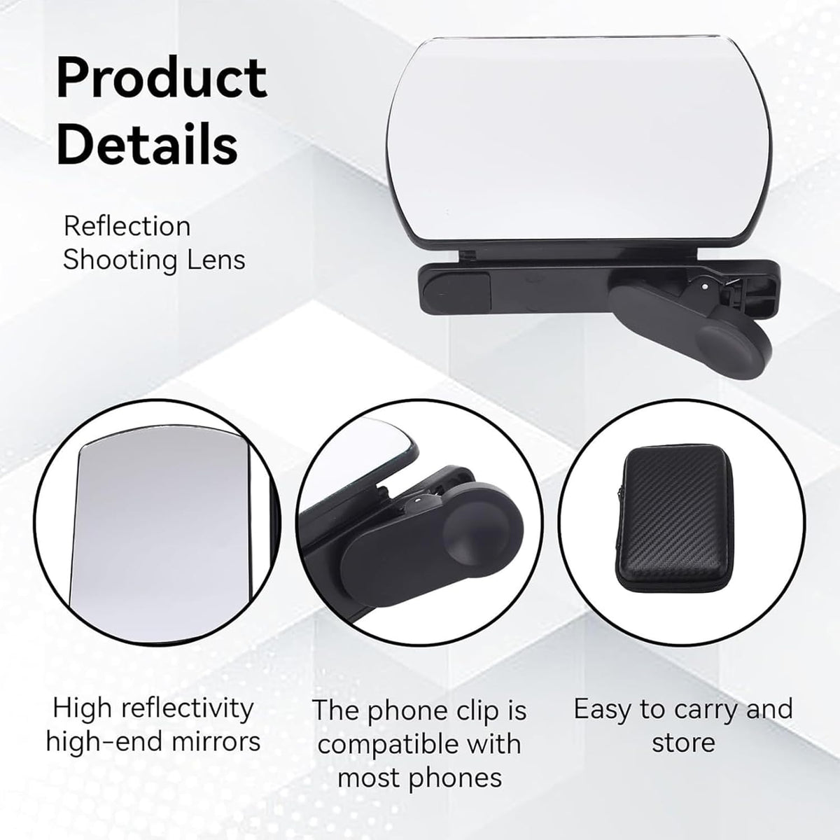 Mirror Effect Lens - Capture Stunning Reflections Instantly, Smartphone Camera Mirror Reflection Clip Kit, Adjustable HD Glass Smartphone Photography Flip Mirror, for Travel Photography (White-2Pcs)