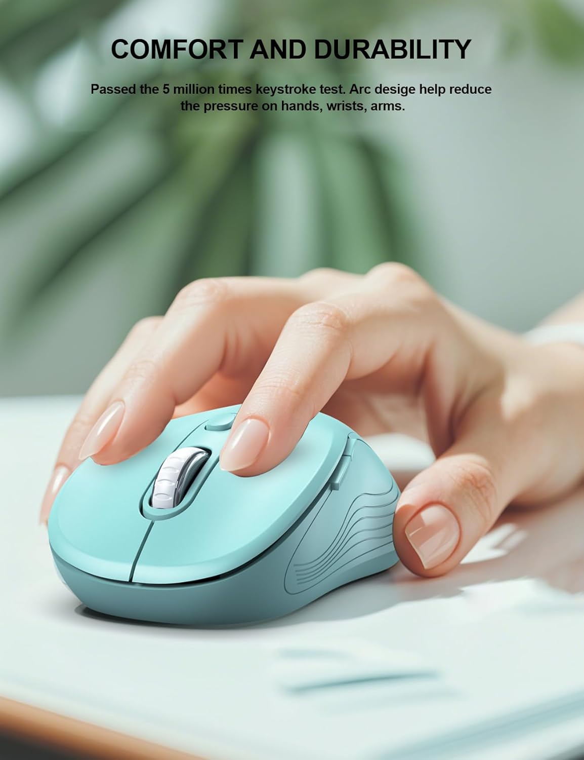 Trueque Wireless Mouse for Laptop, 2.4GHz Ergonomic Computer Mouse with Back & Forward Buttons, 3-Level DPI, 6 Buttons, Optical USB Cordless Mice for Windows Chromebook MacBook PC (Mint Green)