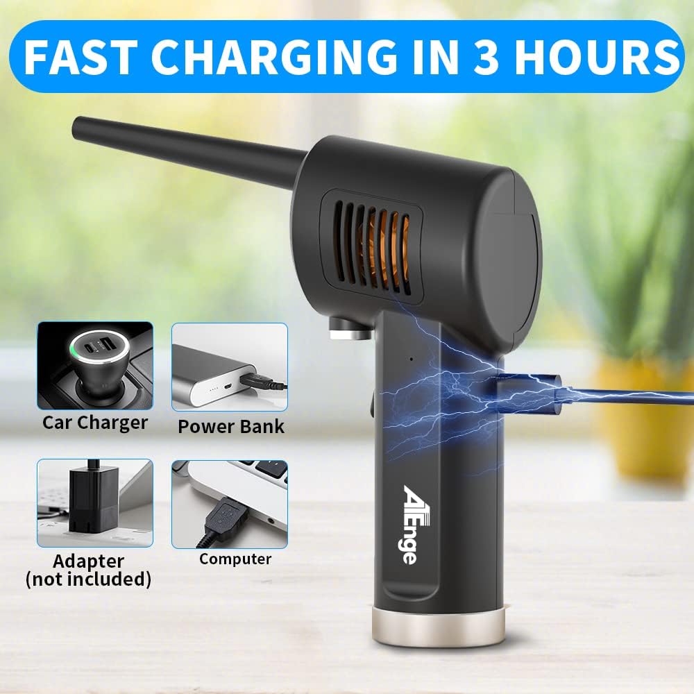 Electric Air Duster, Cordless Air Duster, Rechargeable Compressed Air Duster, 33000 RPM Air Blower, Two Smart Start Modes, Good Replacement for Compressed Air Can, Reusable Dust DestroyerâŠ