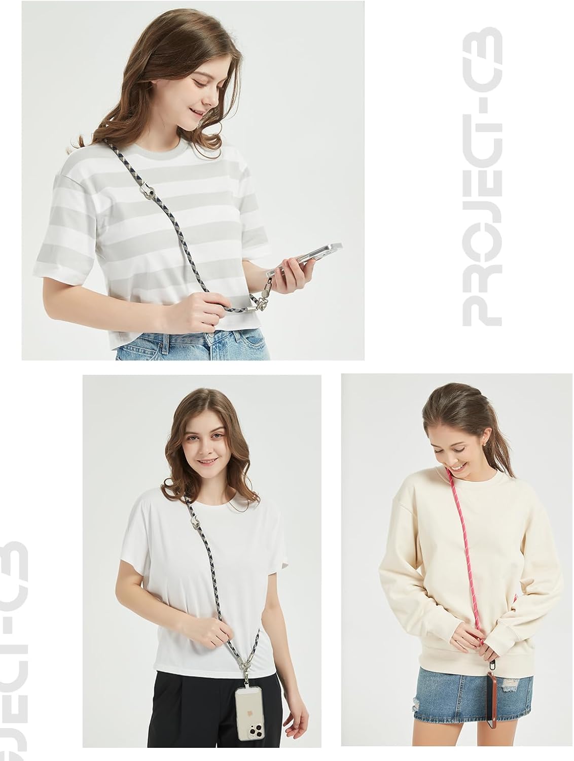project-cb Phone Lanyard×1,Phone Tether Tab×2, Crossbody Cell Phone Lanyard,Rope Lanyard,Universal Adjustable Phone Strap(Verdant-S)