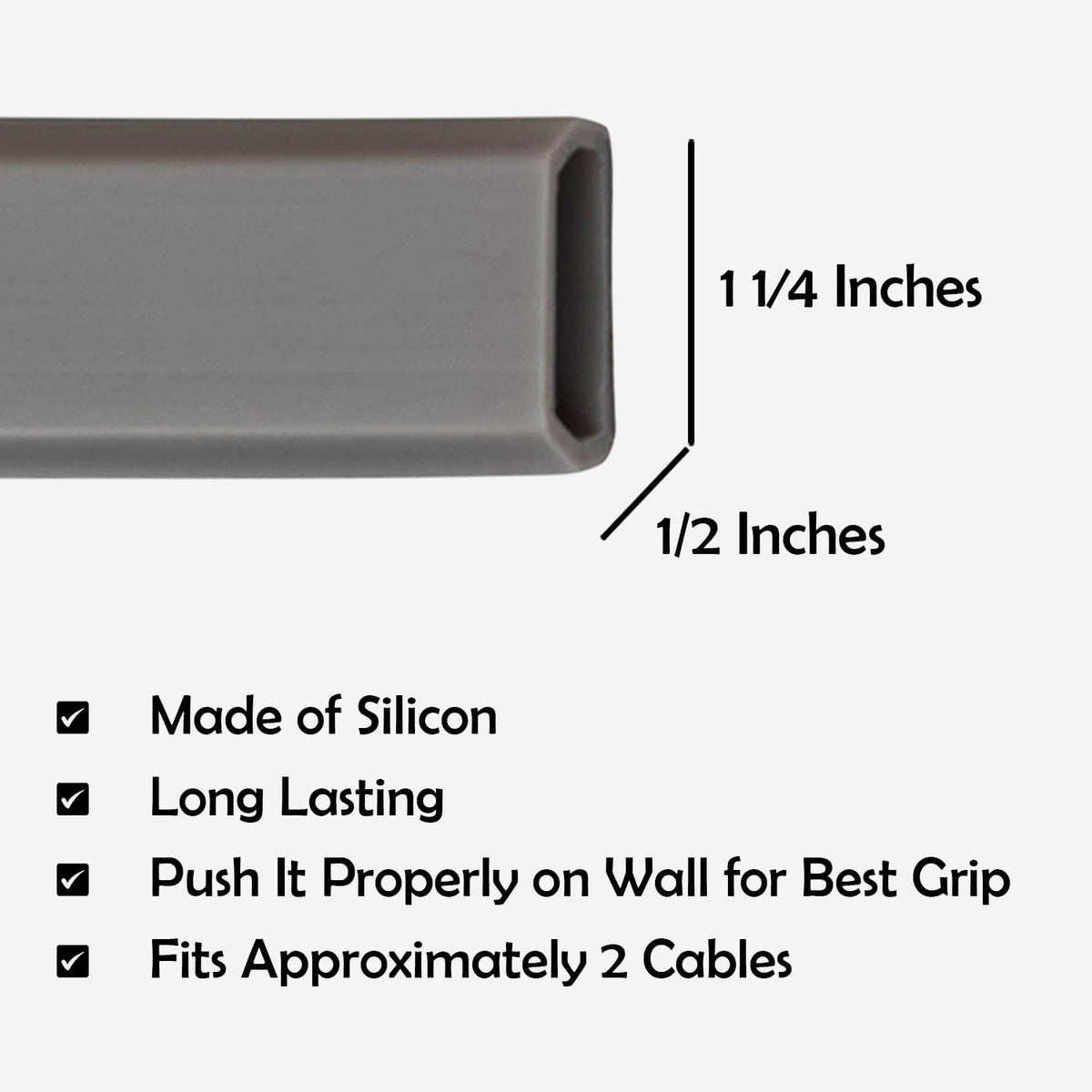 Rubber Bond TV Cord Hider Cable Protector - Strong Self Adhesive Wall Cord Cover Cable Hider - Low Profile Cable Management Wall Cord Concealer Cable Raceway (Grey, 6 Feet)