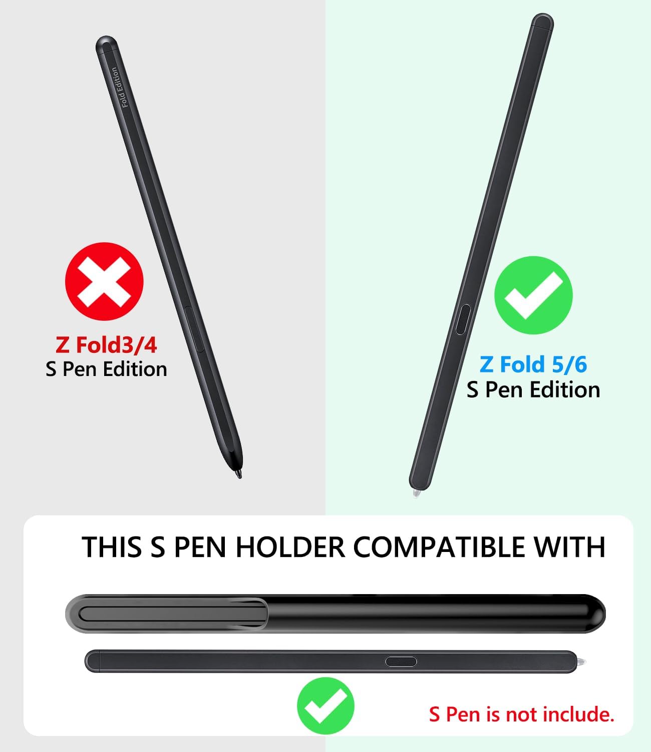 Vihibii for Samsung Galaxy Z Fold 6 Case with S Pen Holder & Card Holder & Slide Camera Cover & Screen Protector & Hinge Protection, Heavy Duty Rugged Wallet Phone Case for Galaxy Z Fold 6, Black