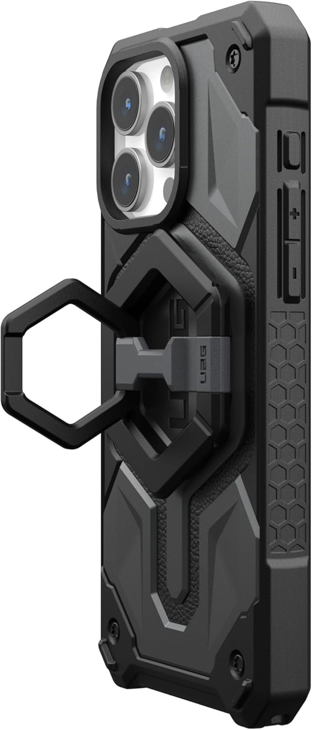 URBAN ARMOR GEAR UAG Magnetic Phone Ring Stand Compatible with MagSafe Magnet, Removable Metal Finger Ring Grip & 360 Rotation Adjustable Kickstand for iPhone 16/15, Galaxy S25, S24, Black/Silver