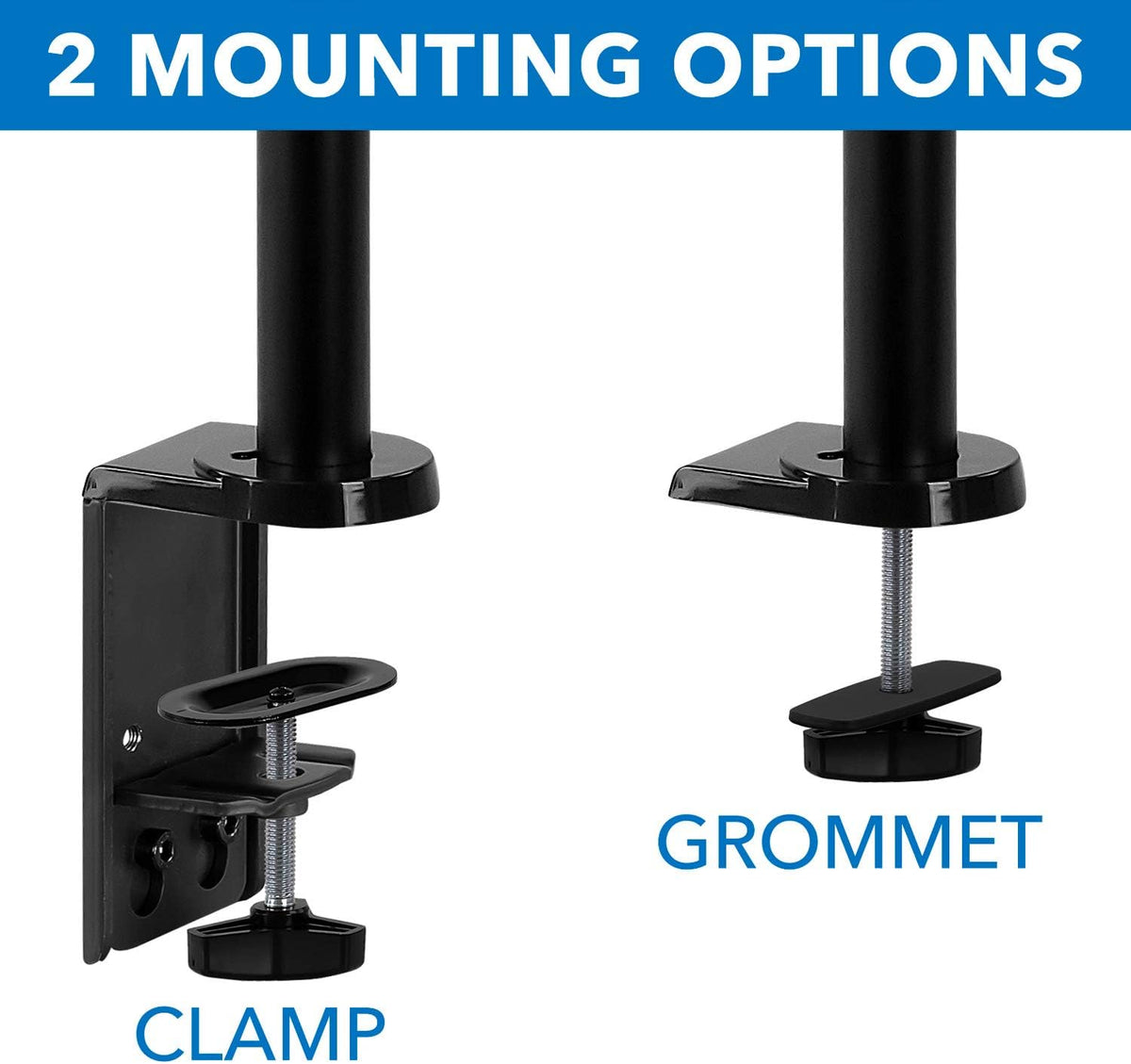 Mount-It! Single Monitor Arm Mount | Desk Stand | Full Motion Height Adjustable Articulating Gas Spring Arm | Fits 19 21 24 27 29 30 32 Inch VESA Compatible Computer Screen | C-Clamp and Grommet Base