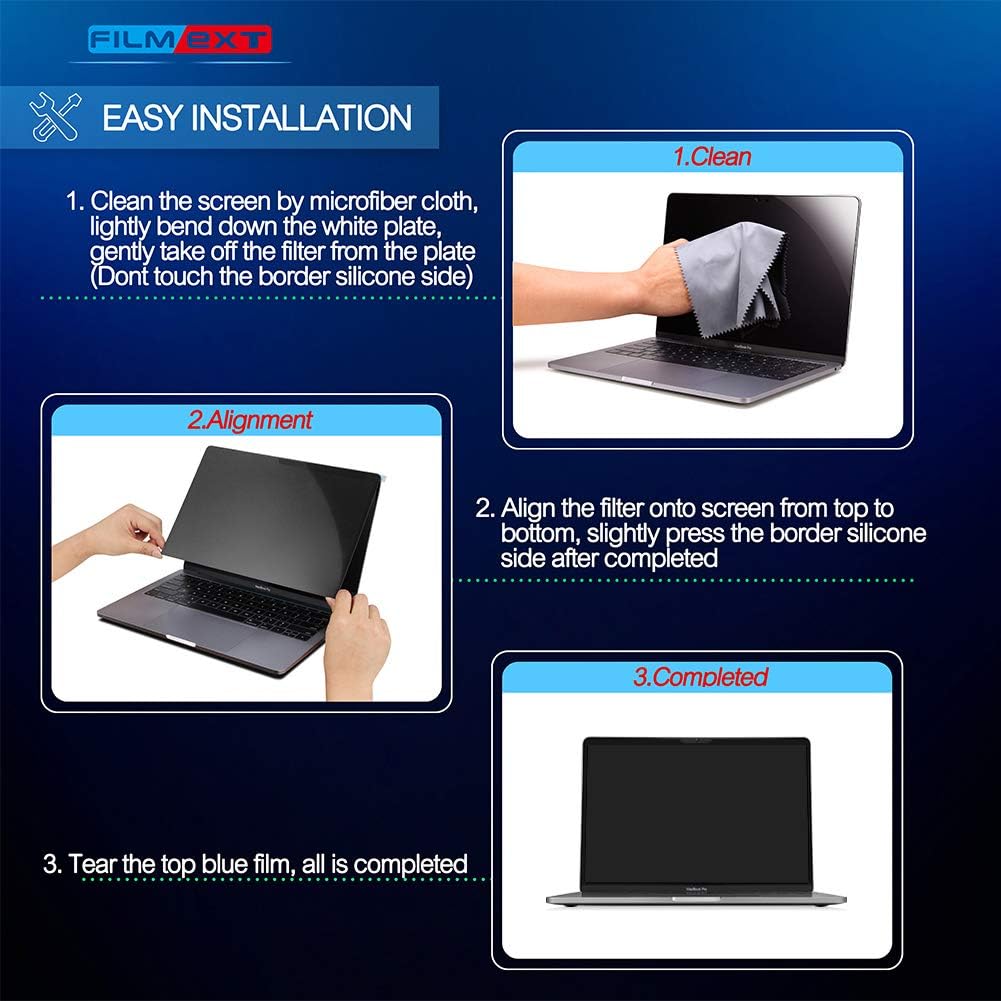 FILMEXT for Macbook Pro16 inch 2019 Removable HD Privacy Screen Protector, Bubble Free Design,Microfiber Cloth,For Macbook Pro 16 inch(2019) A2141
