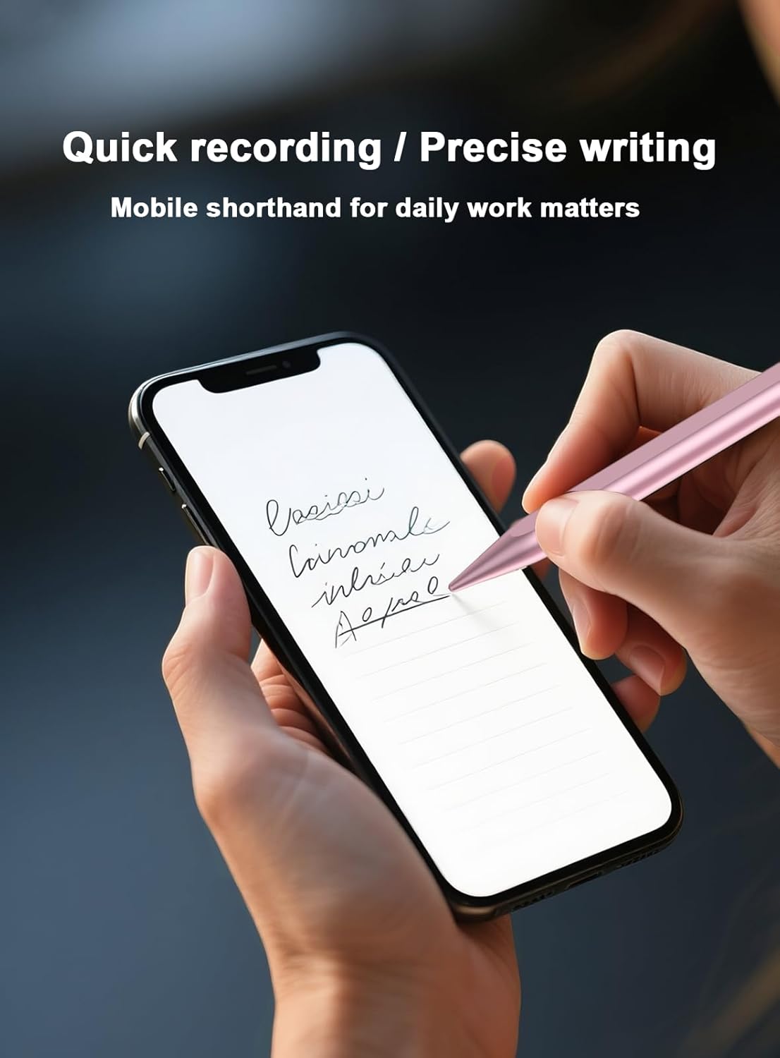Stylus Pen for Android Tablet/Phone Pom Tips Fast Charge Stylus Pen for iPhone Magnetic Active Pencil Compatible with Samsung A9+, iPhone, Lenovo and Other Android Smartphone and Tablet Devices-Pink