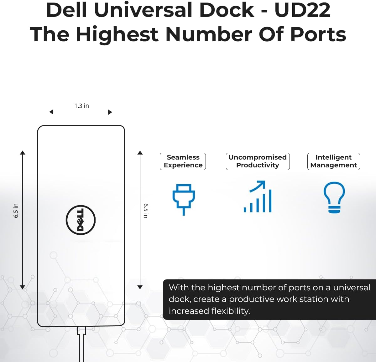 UD22 Dell Docking Station Dual Monitor Bundle - USB-C/USB-A Universal Dell Dock for Laptops with 130W Adapter + 4K HDMI Cable + 4K DisplayPort + USB-C Cable + Microfiber Cloth - Supports 4K Display