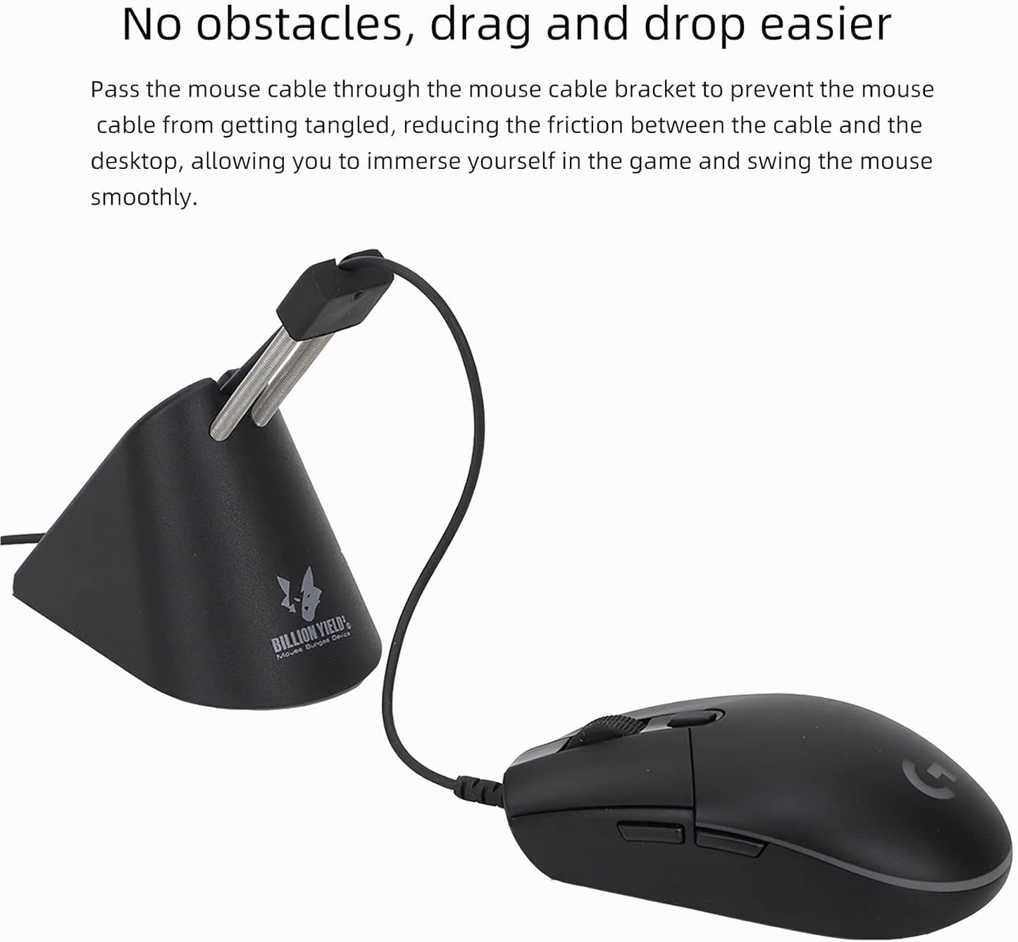 Gaming Mouse Bungee, Mouse Cord Holder and Cable Management Device (Primium Version 360g, White)