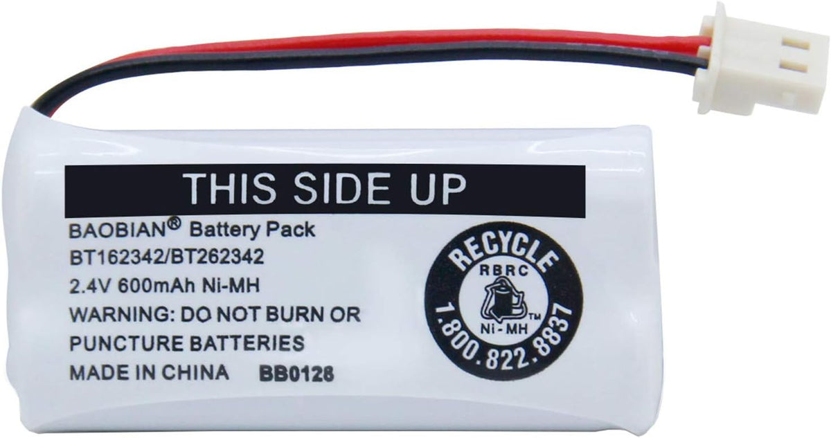2.4V Ni-MH BT162342 BT262342 Battery for BT183342 BT283342 BT166342 BT266342 VTech CS6114 CS6419 CS6719 AT&T EL52300 CL80111 Cordless Phone (2 Pack)