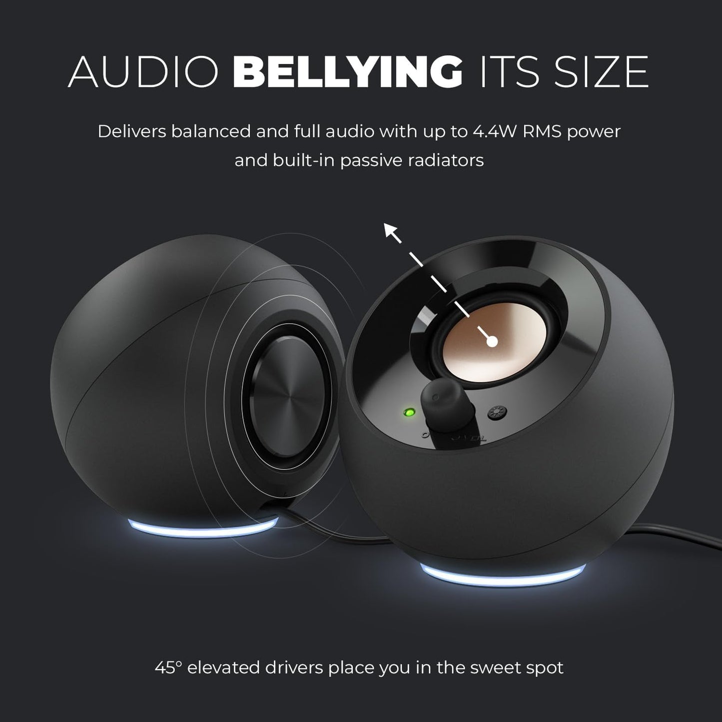 Creative Pebble SE Minimalist 2.0 USB-C Powered PC Speakers with RGB Lighting, 3.5 mm AUX-in, Up to 4.4W RMS Power for Computers and Laptops (White)