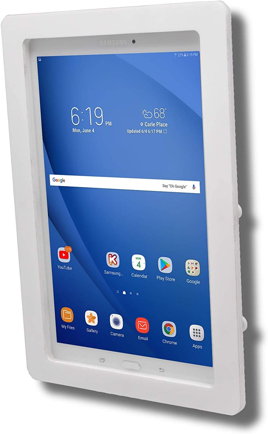 TABcare Anti-Theft Acrylic VESA Enclosure for Galaxy TAB A 8" 2019 Tablet with Free Wall Mount Kit & 90-Degree Angle Micro USB Charge Cable (TAB A 8.0 2019 SM-T290, White)