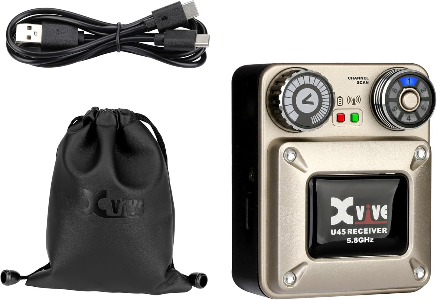 Xvive U45 Wireless in Ear Monitor System Receiver, 5.8ghz IEM System Receiver(Only) with Channel Scan Mode