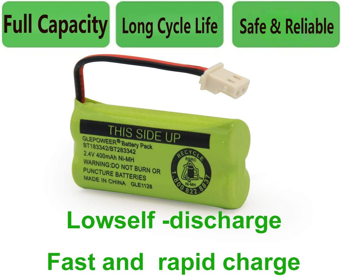 DM221 BT183342/BT283342 2.4V 400mAh Ni-MH Battery Pack, Also Compatible with Cordless Phone Batteries BT166342/BT266342 BT162342/BT262342 CS6709 CS6609 CS6509 CS6409 EL52100 EL50003(4 Pack)