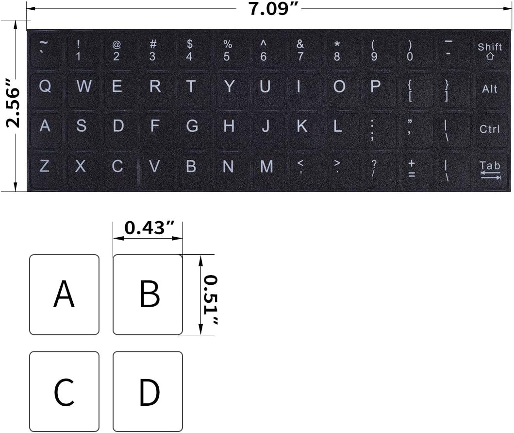 English Keyboard Stickers, 2 Pack Replacement Keyboard Letters Sticker with White Font on Black Background Universal for Computer Laptop Desktop, Matte Alphabet Stickers