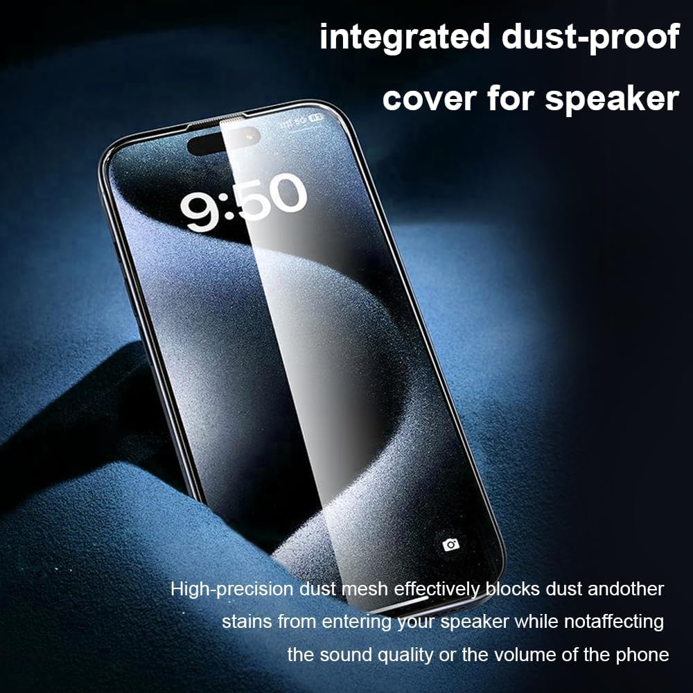 OneFish Screen Protector for Iphone 15, HD Clarity Tempered Glass Film 9H+ Hardness with Hassle-Free Installation Frame, Dust-Free Bubble-Free Anti-Fingerprint, 2Pack