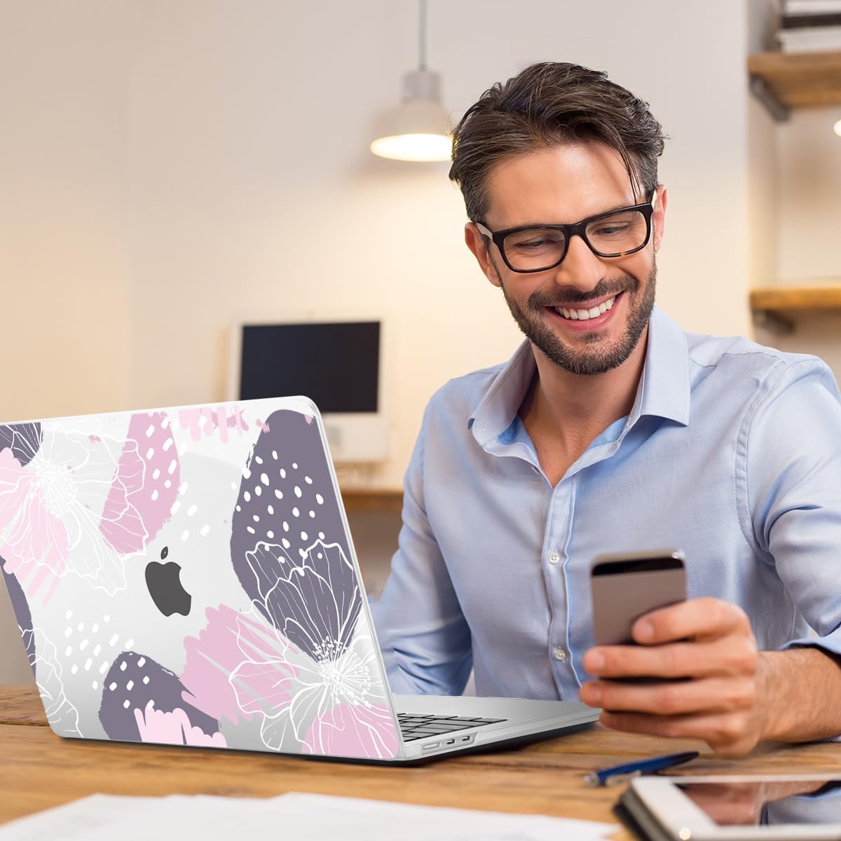 Teryeefi Compatible with M4 M3 M2 MacBook Air 15 Inch 2024 2023 Case Model A3241 A3114 A2941 with Liquid Retina Display, Protective Plastic Hard Shell Cover with Keyboard Cover - Abstract Flowers-A