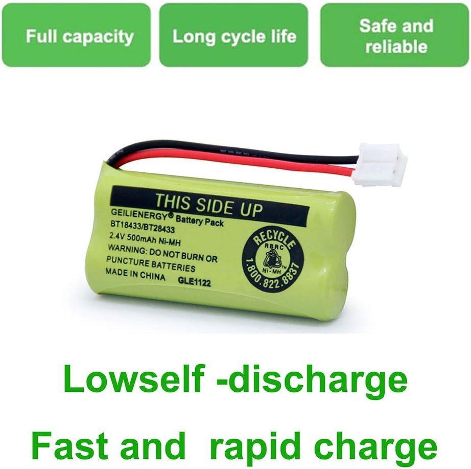 GEILIENERGY BT18433 BT28433 BT184342 BT284342 BT-1011 Battery Compatible for Cordless Phone CS6209 CS6219 CS6229 DS6151 CL80100 CL80109 DCX400 Handset (Pack of 2)