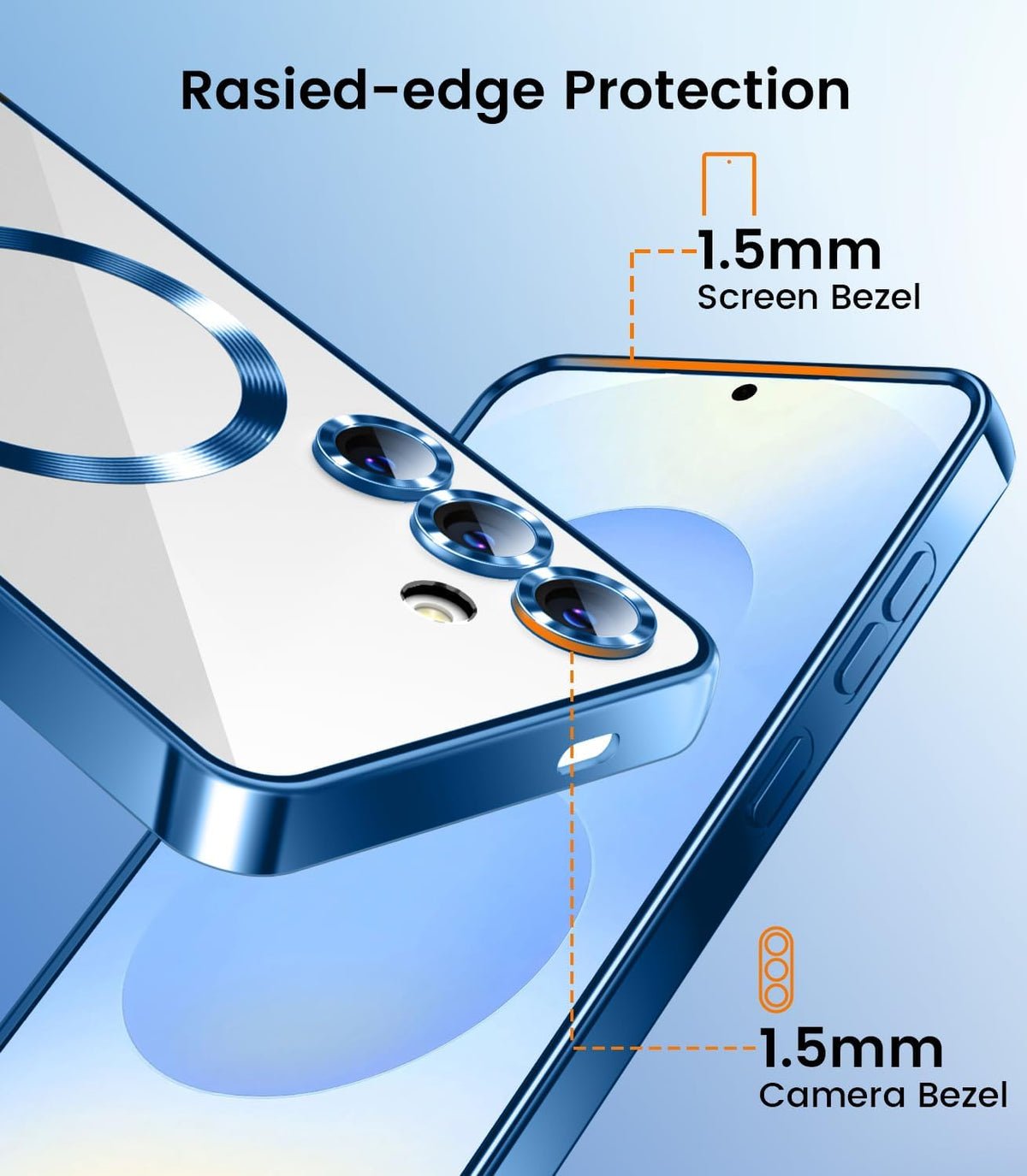 Slim Thin for Samsung Galaxy S25 Case, Compatible with MagSafe, Built-in Camera Lens Protector, Shockproof Protective Phone Case, Soft Electroplated Clear Phone Cover, Sapphire Blue
