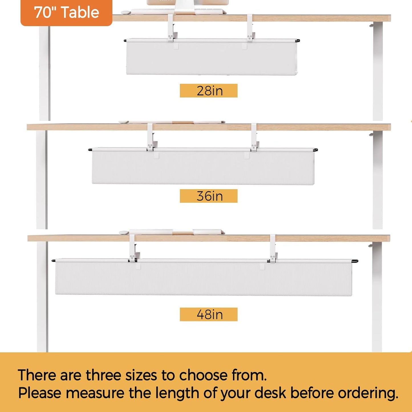 Under Desk Cable Management Tray - 36" Cord Organizer for Desk No Drill, Fabric Under Table Wire Organizer with 16X Cable Ties Hide for Office/Home, Cord Hider Fits Adapters & Sockets, White
