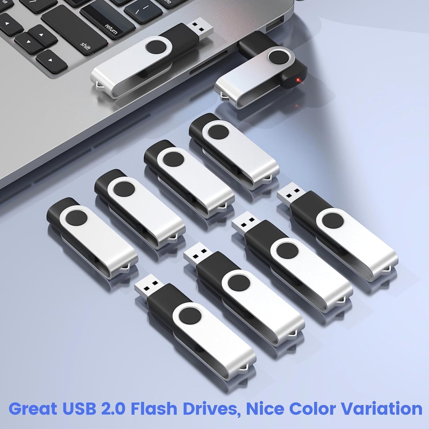 ABLAZE 8GB USB Flash Drive 100 Pack, USB 2.0 Thumb Drives Bulk Memory Sticks Pendrives 100PCS (Black)