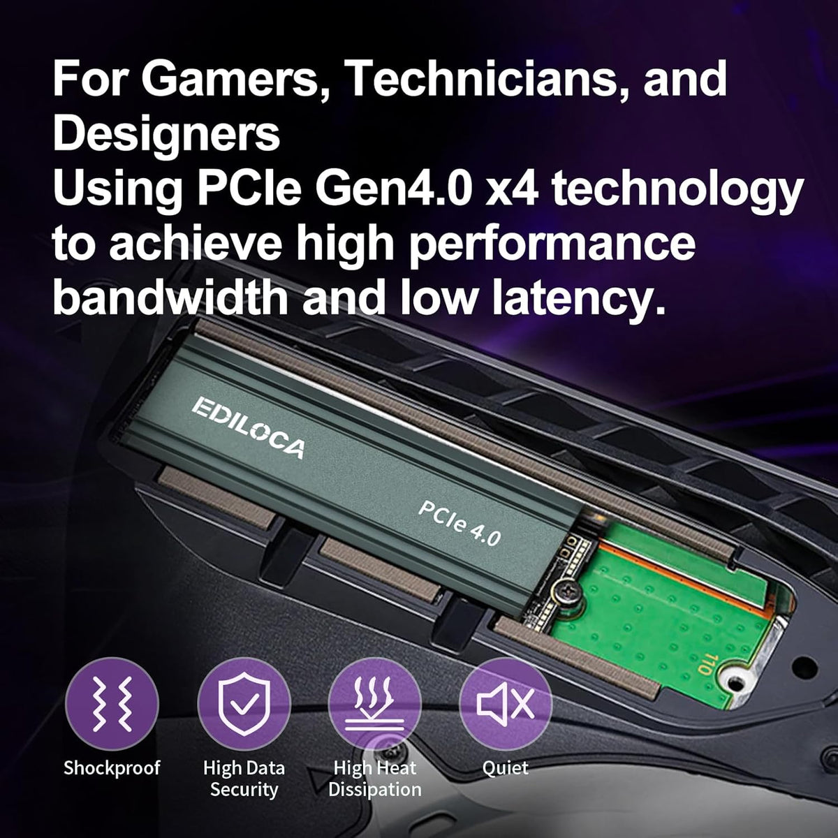 500GB M2 NVME SSD with Heatsink - PCIe Gen4.0 NVMe M.2 2280 3D NAND TLC, 4800MB/s Read, Internal Solid State Drive for PS5/PC, Dynamic SLC Cache, PS5 Storage Expansion, 5-Year Warranty(EN760)