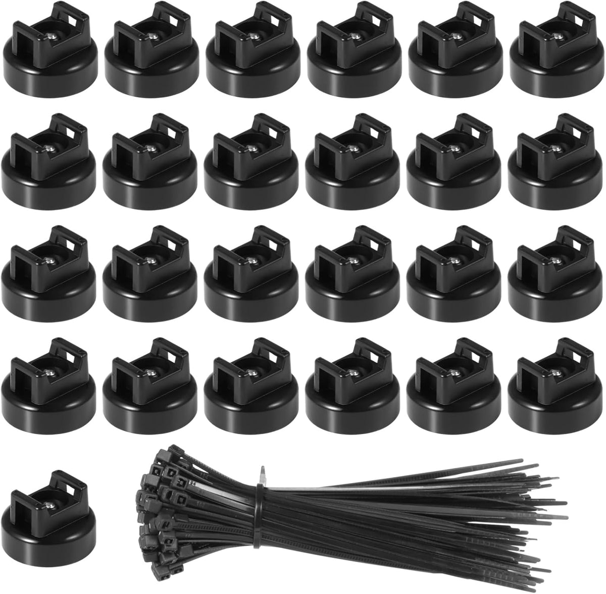 Magnetic Cable Zip Tie Mounts, 15 Pcs Magnets with 50 Pcs Cable Zip Ties, Multipurpose Magnetic Cables Holder for Cables Management, Wire Management Bases