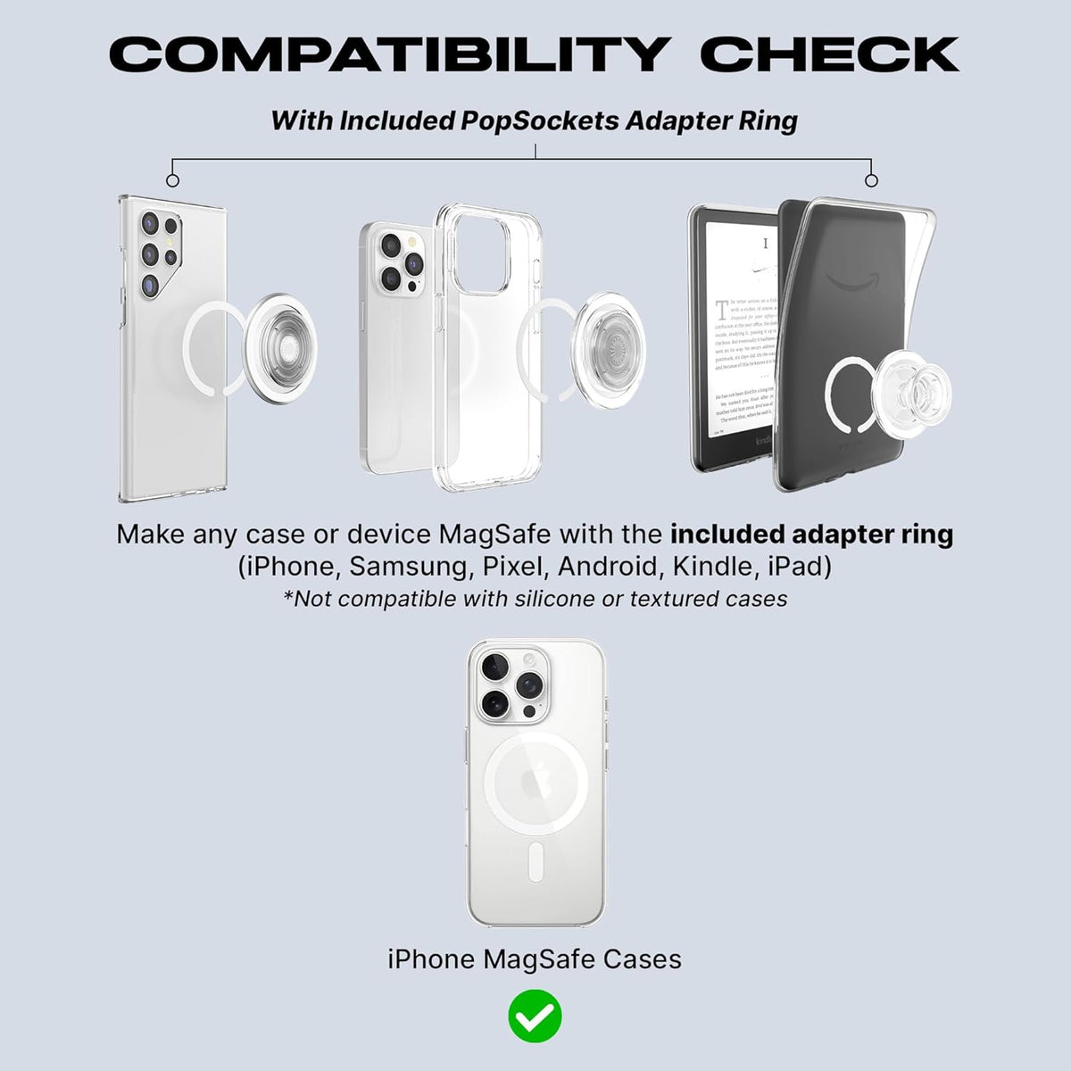 PopSockets Phone Grip for MagSafe with Kickstand, Magnetic Stand, Swappable Top, Secure Hold for iPhone MagSafe Cases, Phone & Tablet Grip - Alum Radial Olive