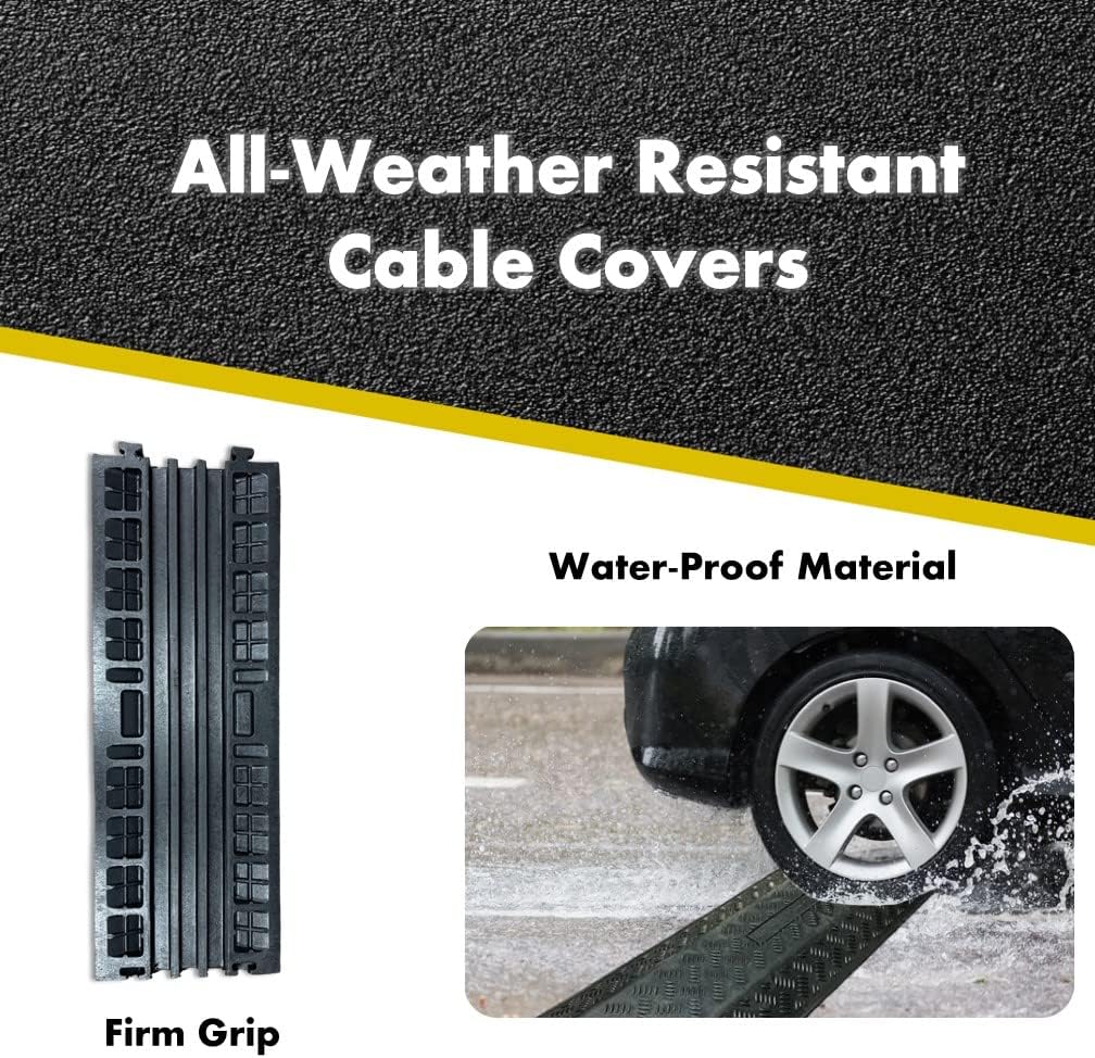 Kable Kontrol Drop Over Floor Cord Cover – 40” Inch Long 2 Channel Cable or Wire Protector – 30 Pcs Bulk Pack - Rubber Ramp for Indoor and Outdoor Use – Black