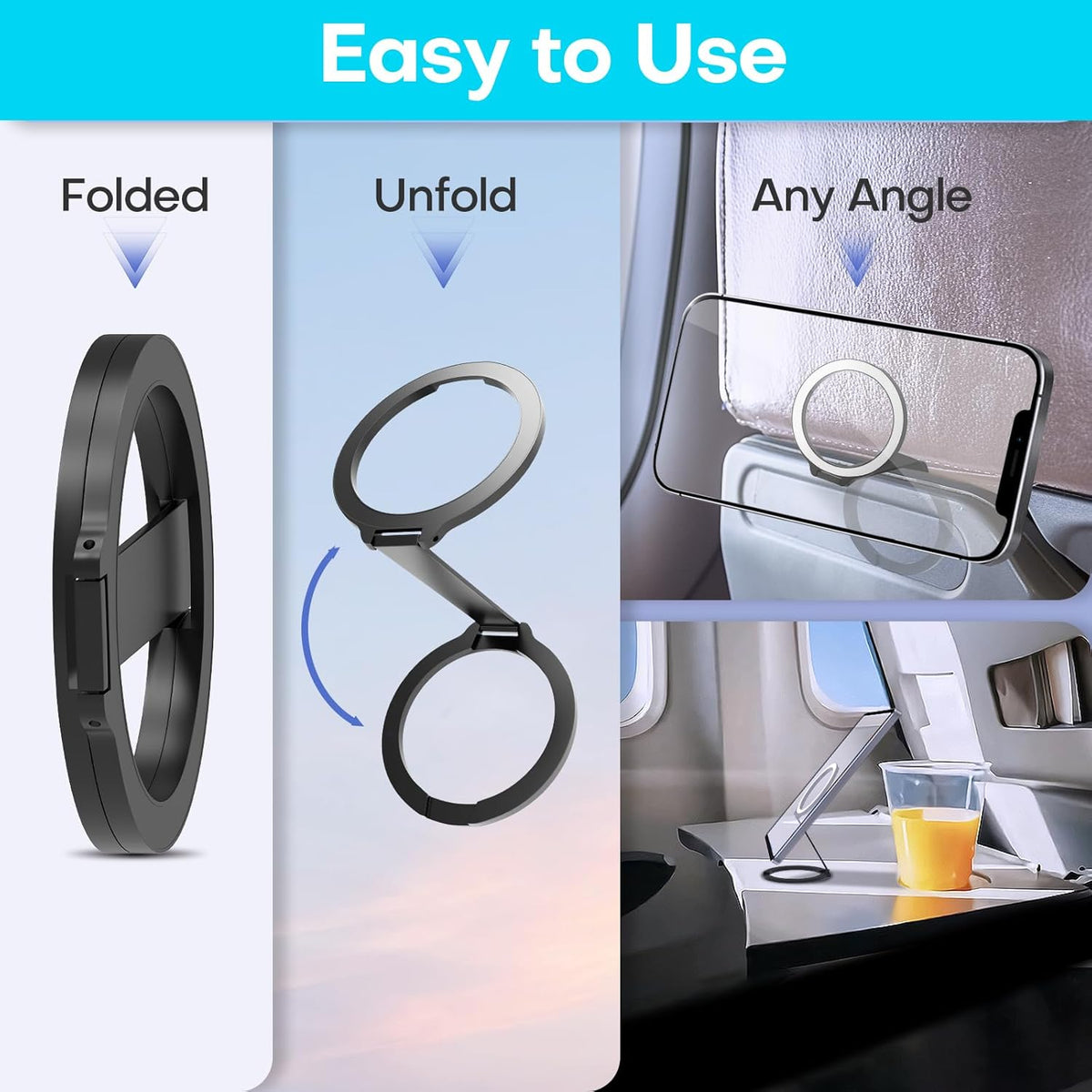 Mini Airplane Magnetic Phone Holder, MagSafe Compatible Magnetic Travel Phone Mount, Must-Have Flight Accessories, Travel Essentials