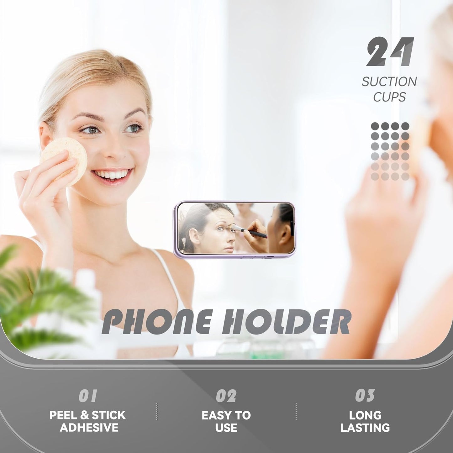 Silicone Phone Sticky Grip, Suction Phone Case Mount for iPhone and Android, Hands-Free Sticky Cell Phone Grip, Mobile Fidget Mirror Holder for Selfies and Videos