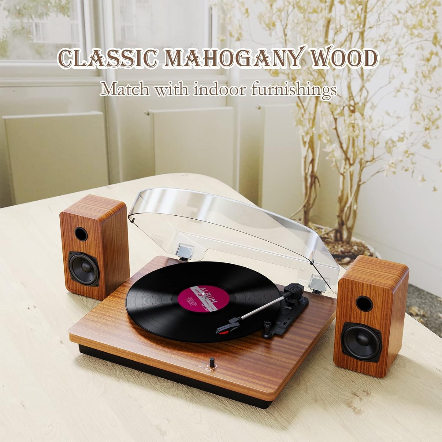Record Player for Vinyl with 30W Speakers Upgraded,3-Speed (33/45/78 RPM) can Play 7/10/12-inch Vinyl Records, Support Bluetooth Connection, Record in MP3 Format