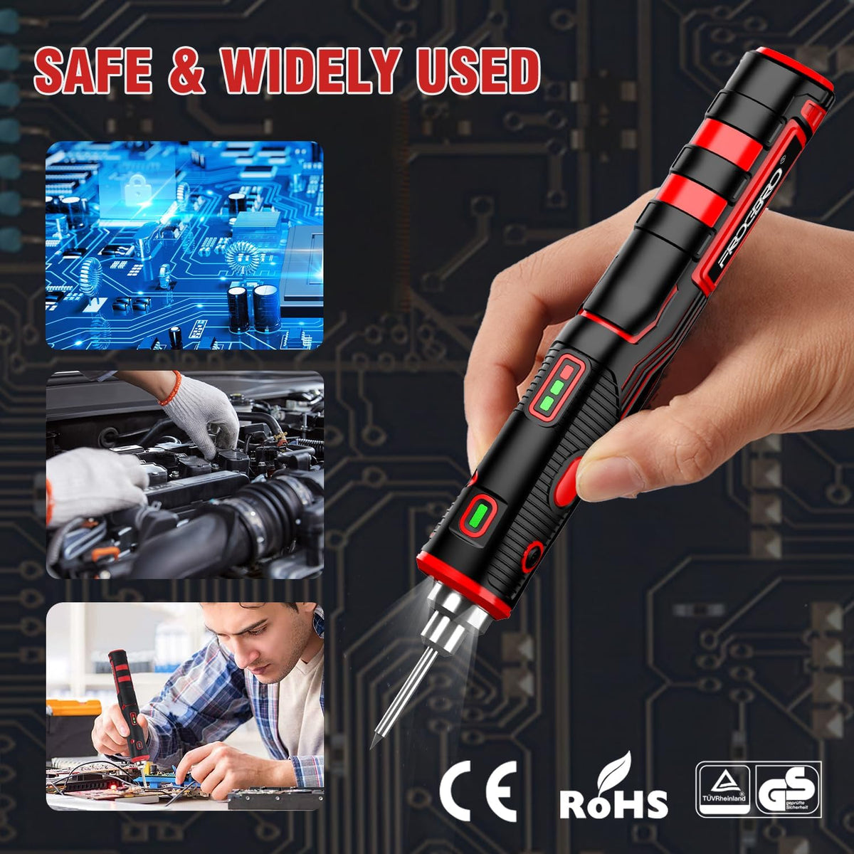 FrogBro Upgrade 11W 2500mAh Cordless Soldering Iron Kit, Max 968℉ Fast Heating Portable, USB Rechargeable High Capacity with Touch Sensor & LED Spotlight