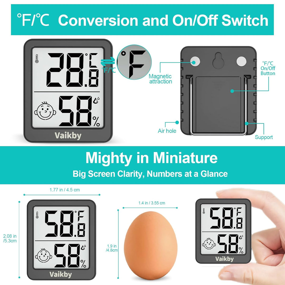 Indoor Humidity Meter Hygrometer 3Pack, Room Thermometer for Accurate Room Temperature Monitor, Digital Hygrometer with Indoor Thermometer for Home, Baby Nursery, and Humidity Sensor Enhanced Comfort