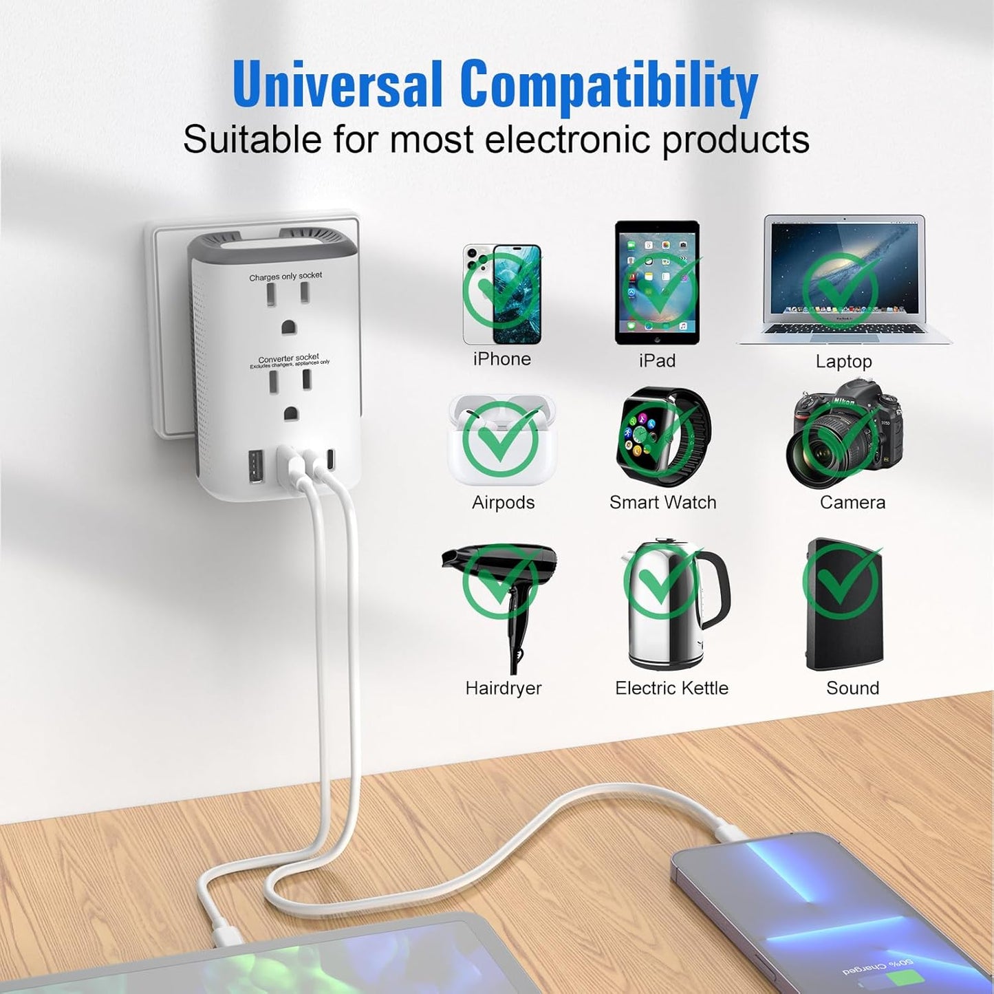 Voltage Converter Us to Europe, 220v to 110v Power Adapter, European Plug Power Converter 2500w, Transformer for Curly Hair Dryer, Travel Adapter Worldwide Step Down,