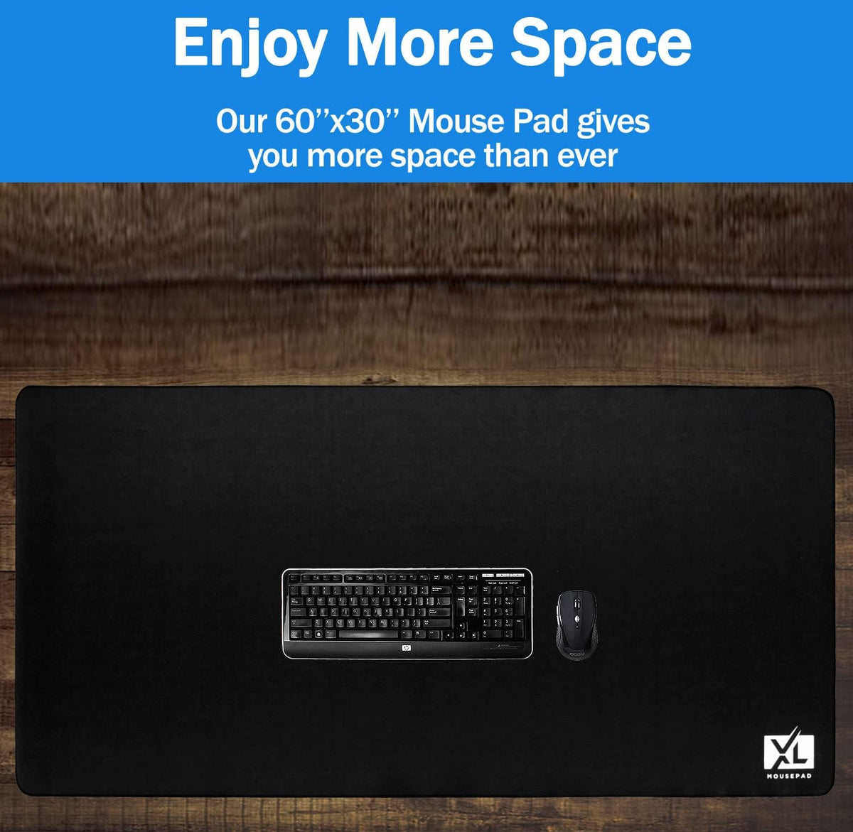 Big Desk Mouse Pad Extra Large for Gaming(60'' x 30'') - Super Thick Giant Mousepad for Full Desk with Rubber Base (Black, 4XL)